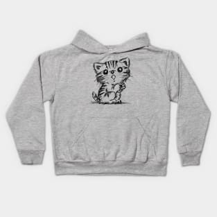 Black and White Sketch of an American Shorthair Kids Hoodie